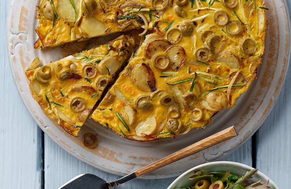 Courgette, Sweetcorn & Olive Tortilla